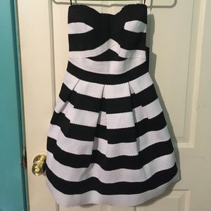 Express Black and White Strapless Dress